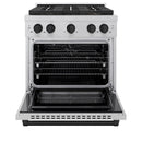 ZLINE Autograph Edition 30-Inch 4.2 cu. ft. Paramount Dual Fuel Range with 4 Burner DuoPro™ Cooktop and Electric Convection Oven in Satin Stainless Steel and Matte Black Accents (PSDRSZ-30-MB)