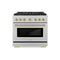 ZLINE Autograph Edition 36-Inch 5.2 cu. ft. Paramount Dual Fuel Range with 6 Burner DuoPro™ Cooktop and Electric Convection Oven in Satin Stainless Steel and Champagne Bronze Accents (PSDRSZ-36-CB)