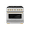 ZLINE Autograph Edition 36-Inch 5.2 cu. ft. Paramount Dual Fuel Range with 6 Burner DuoPro™ Cooktop and Electric Convection Oven in Satin Stainless Steel and Polished Gold Accents (PSDRSZ-36-G)