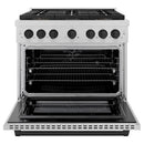ZLINE Autograph Edition 36-Inch 5.2 cu. ft. Paramount Dual Fuel Range with 6 Burner DuoPro™ Cooktop and Electric Convection Oven in Satin Stainless Steel and Matte Black Accents (PSDRSZ-36-MB)