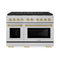 ZLINE Autograph Edition 48-Inch 6.7 cu. ft. Paramount Dual Fuel Range with 8 Burner DuoPro™ Cooktop and Dual Ovens in Satin Stainless Steel and Champagne Bronze Accents (PSDRSZ-48-CB)