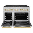 ZLINE Autograph Edition 48-Inch 6.7 cu. ft. Paramount Dual Fuel Range with 8 Burner DuoPro™ Cooktop and Dual Ovens in Satin Stainless Steel and Champagne Bronze Accents (PSDRSZ-48-CB)