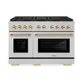 ZLINE Autograph Edition 48-Inch 6.7 cu. ft. Paramount Dual Fuel Range with 8 Burner DuoPro™ Cooktop and Dual Ovens in Satin Stainless Steel and Polished Gold Accents (PSDRSZ-48-G)