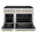 ZLINE Autograph Edition 48-Inch 6.7 cu. ft. Paramount Dual Fuel Range with 8 Burner DuoPro™ Cooktop and Dual Ovens in Satin Stainless Steel and Polished Gold Accents (PSDRSZ-48-G)