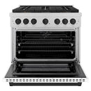 ZLINE Autograph Edition 36-Inch 5.2 cu. ft. Paramount Dual Fuel Range with 6 Burner DuoPro™ Cooktop and Electric Convection Oven in Satin Stainless Steel with White Matte Door and Matte Black Accents (PSDRSZ-WM-36-MB)