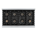 ZLINE Autograph Edition 48-Inch 6.7 cu. ft. Paramount Dual Fuel Range with 8 Burner DuoPro™ Cooktop and Dual Ovens in Satin Stainless Steel with White Matte Doors and Polished Gold Accents (PSDRSZ-WM-48-G)