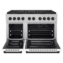 ZLINE Autograph Edition 48-Inch 6.7 cu. ft. Paramount Dual Fuel Range with 8 Burner DuoPro™ Cooktop and Dual Ovens in Satin Stainless Steel with White Matte Doors and Matte Black Accents (PSDRSZ-WM-48-MB)