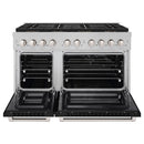 ZLINE 48-Inch 6.7 cu. ft. Paramount Dual Fuel Range with 8 Burner DuoPro™ Cooktop and Dual Ovens in Satin Stainless Steel with Black Matte Doors (PSDRS-BLM-48)