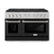 ZLINE 48-Inch 6.7 cu. ft. Paramount Dual Fuel Range with 8 Burner DuoPro™ Cooktop and Dual Ovens in Satin Stainless Steel with Black Matte Doors (PSDRS-BLM-48)