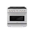 ZLINE 36-Inch 5.2 cu. ft. Paramount Gas Range with 6 Burner DuoPro™ Cooktop and Convection Gas Oven in Satin Stainless Steel (PSGRS-36)
