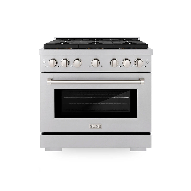 ZLINE 36-Inch 5.2 cu. ft. Paramount Gas Range with 6 Burner DuoPro™ Cooktop and Convection Gas Oven in Satin Stainless Steel (PSGRS-36)