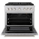 ZLINE 36-Inch 5.2 cu. ft. Paramount Gas Range with 6 Burner DuoPro™ Cooktop and Convection Gas Oven in Satin Stainless Steel (PSGRS-36)
