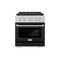 ZLINE 30-Inch 4.2 cu. ft. Paramount Gas Range with 4 Burner DuoPro™ Cooktop and Convection Gas Oven in Satin Stainless Steel with Black Matte Door (PSGRS-BLM-30)