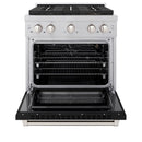 ZLINE 30-Inch 4.2 cu. ft. Paramount Gas Range with 4 Burner DuoPro™ Cooktop and Convection Gas Oven in Satin Stainless Steel with Black Matte Door (PSGRS-BLM-30)