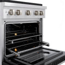 ZLINE 30-Inch 4.2 cu. ft. Paramount Gas Range with 4 Burner DuoPro™ Cooktop and Convection Gas Oven in Satin Stainless Steel with Black Matte Door (PSGRS-BLM-30)
