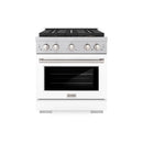 ZLINE 30-Inch 4.2 cu. ft. Paramount Gas Range with 4 Burner DuoPro™ Cooktop and Convection Gas Oven in Satin Stainless Steel with White Matte Door (PSGRS-WM-30)