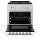 ZLINE 30-Inch 4.2 cu. ft. Paramount Gas Range with 4 Burner DuoPro™ Cooktop and Convection Gas Oven in Satin Stainless Steel with White Matte Door (PSGRS-WM-30)