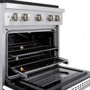 ZLINE 30-Inch 4.2 cu. ft. Paramount Gas Range with 4 Burner DuoPro™ Cooktop and Convection Gas Oven in Satin Stainless Steel with White Matte Door (PSGRS-WM-30)