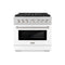 ZLINE 36-Inch 5.2 cu. ft. Paramount Gas Range with 6 Burner DuoPro™ Cooktop and Convection Gas Oven in Satin Stainless Steel with White Matte Door (PSGRS-WM-36)