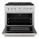 ZLINE 36-Inch 5.2 cu. ft. Paramount Gas Range with 6 Burner DuoPro™ Cooktop and Convection Gas Oven in Satin Stainless Steel with White Matte Door (PSGRS-WM-36)