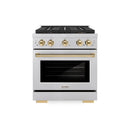 ZLINE Autograph Edition 30-Inch 4.2 cu. ft. Paramount Gas Range with 4 Burner DuoPro™ Cooktop and Convection Gas Oven in Satin Stainless Steel and Polished Gold Accents (PSGRSZ-30-G)