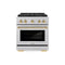 ZLINE Autograph Edition 30-Inch 4.2 cu. ft. Paramount Gas Range with 4 Burner DuoPro™ Cooktop and Convection Gas Oven in Satin Stainless Steel and Polished Gold Accents (PSGRSZ-30-G)