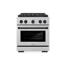 ZLINE Autograph Edition 30-Inch 4.2 cu. ft. Paramount Gas Range with 4 Burner DuoPro™ Cooktop and Convection Gas Oven in Satin Stainless Steel and Matte Black Accents (PSGRSZ-30-MB)