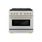 ZLINE Autograph Edition 36-Inch 5.2 cu. ft. Paramount Gas Range with 6 Burner DuoPro™ Cooktop and Convection Gas Oven in Satin Stainless Steel and Champagne Bronze Accents (PSGRSZ-36-CB)