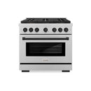 ZLINE Autograph Edition 36-Inch 5.2 cu. ft. Paramount Gas Range with 6 Burner DuoPro™ Cooktop and Convection Gas Oven in Satin Stainless Steel and Matte Black Accents (PSGRSZ-36-MB)