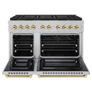 ZLINE Autograph Edition 48-Inch 6.7 cu. ft. Paramount Gas Range with 8 Burner DuoPro™ Cooktop and Dual Ovens in Satin Stainless Steel and Polished Gold Accents (PSGRSZ-48-G)
