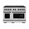ZLINE Autograph Edition 48-Inch 6.7 cu. ft. Paramount Gas Range with 8 Burner DuoPro™ Cooktop and Dual Ovens in Satin Stainless Steel and Matte Black Accents (PSGRSZ-48-MB)