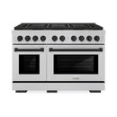 ZLINE Autograph Edition 48-Inch 6.7 cu. ft. Paramount Gas Range with 8 Burner DuoPro™ Cooktop and Dual Ovens in Satin Stainless Steel and Matte Black Accents (PSGRSZ-48-MB)