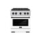 ZLINE Autograph Edition 30-Inch 4.2 cu. ft. Paramount Gas Range with 4 Burner DuoPro™ Cooktop and Convection Gas Oven in Satin Stainless Steel with White Matte Door and Matte Black Accents (PSGRSZ-WM-30-MB)
