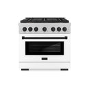 ZLINE Autograph Edition 36-Inch 5.2 cu. ft. Paramount Gas Range with 6 Burner DuoPro™ Cooktop and Convection Gas Oven in Satin Stainless Steel with White Matte Door and Matte Black Accents (PSGRSZ-WM-36-MB)