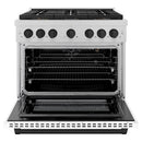 ZLINE Autograph Edition 36-Inch 5.2 cu. ft. Paramount Gas Range with 6 Burner DuoPro™ Cooktop and Convection Gas Oven in Satin Stainless Steel with White Matte Door and Matte Black Accents (PSGRSZ-WM-36-MB)