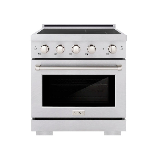 ZLINE 30-Inch, 4.2 Cu. Ft. Paramount Induction Range with 4 Element Cooktop and Electric Convection Oven in Satin Stainless Steel (SINRS-30)