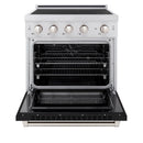 ZLINE 30-Inch 4.2 Cu. Ft. Paramount Induction Range with 4 Element Cooktop and Electric Convection Oven in Satin Stainless Steel with Black Matte Door (SINRS-BLM-30)