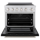 ZLINE 36-Inch 5.2 cu. ft. Paramount Induction Range with 5 Element Cooktop and Electric Convection Oven in Satin Stainless Steel with Black Matte Door (SINRS-BLM-36)