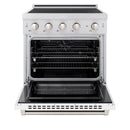 ZLINE 30-Inch 4.2 Cu. Ft. Paramount Induction Range with 4 Element Cooktop and Electric Convection Oven in Satin Stainless Steel with White Matte Door (SINRS-WM-30)