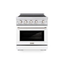 ZLINE 30-Inch 4.2 Cu. Ft. Paramount Induction Range with 4 Element Cooktop and Electric Convection Oven in Satin Stainless Steel with White Matte Door (SINRS-WM-30)