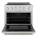 ZLINE 36-Inch 5.2 Cu. Ft. Paramount Induction Range with 5 Element Cooktop and Electric Convection Oven in Satin Stainless Steel with White Matte Door (SINRS-WM-36)