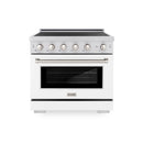 ZLINE 36-Inch 5.2 Cu. Ft. Paramount Induction Range with 5 Element Cooktop and Electric Convection Oven in Satin Stainless Steel with White Matte Door (SINRS-WM-36)
