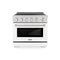 ZLINE 36-Inch 5.2 Cu. Ft. Paramount Induction Range with 5 Element Cooktop and Electric Convection Oven in Satin Stainless Steel with White Matte Door (SINRS-WM-36)