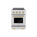 ZLINE Autograph Edition 24-Inch 3.2 cu. ft. Paramount Induction Range with 3 Element Cooktop and Electric Convection Oven in Satin Stainless Steel with Champagne Bronze Accents (SINRSZ-24-CB)
