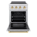 ZLINE Autograph Edition 24-Inch 3.2 Cu. Ft. Paramount Induction Range with 3 Element Cooktop and Electric Convection Oven in Satin Stainless Steel with Polished Gold Accents (SINRSZ-24-G)