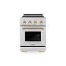 ZLINE Autograph Edition 24-Inch 3.2 Cu. Ft. Paramount Induction Range with 3 Element Cooktop and Electric Convection Oven in Satin Stainless Steel with Polished Gold Accents (SINRSZ-24-G)