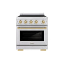 ZLINE 30-Inch, 4.2 Cu. Ft. Paramount Induction Range with 4 Element Cooktop and Electric Convection Oven in Satin Stainless Steel with Champagne Bronze Accents (SINRSZ-30-CB)