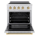 ZLINE 30-Inch, 4.2 Cu. Ft. Paramount Induction Range with 4 Element Cooktop and Electric Convection Oven in Satin Stainless Steel with Polished Gold Accents (SINRSZ-30-G)