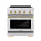 ZLINE 30-Inch, 4.2 Cu. Ft. Paramount Induction Range with 4 Element Cooktop and Electric Convection Oven in Satin Stainless Steel with Polished Gold Accents (SINRSZ-30-G)
