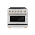 ZLINE Autograph Edition 36-Inch, 5.2 Cu. Ft. Paramount Induction Range with 5 Element Cooktop and Electric Convection Oven in Satin Stainless Steel with Champagne Bronze Accents (SINRSZ-36-CB)